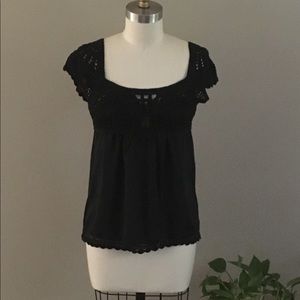 Cotton/Crochet & polyester top
